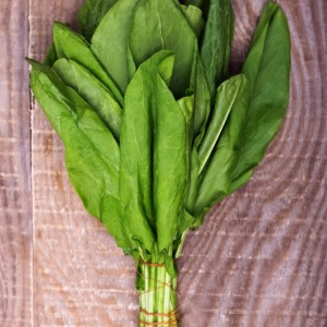 Sorrel bunch on a wooden table